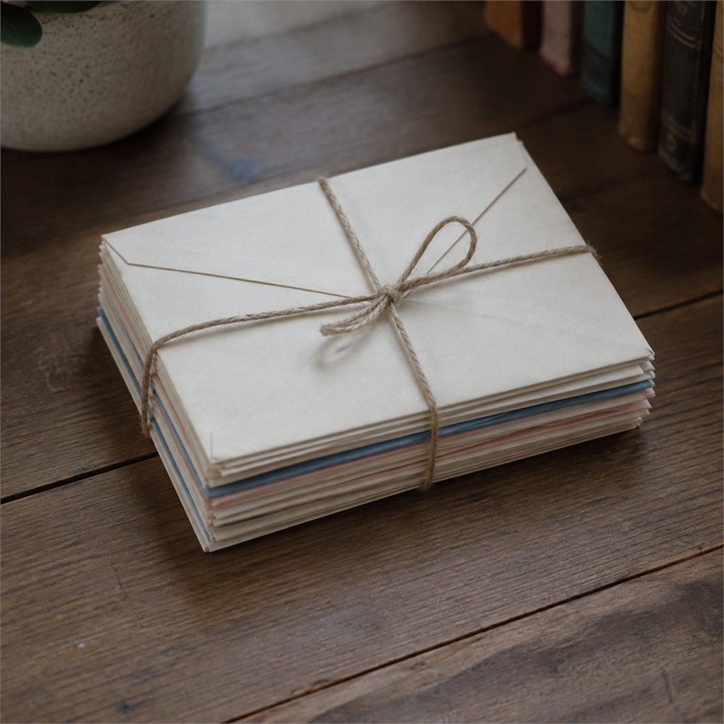 Stack of letters tied with string